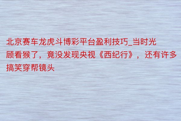 北京赛车龙虎斗博彩平台盈利技巧_当时光顾看猴了，竟没发现央视